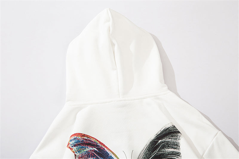Hip Hop Butterfly Hoodie Sweatshirt Men Harajuku Streetwear Hooded Pullover Cotton Autumn Loose Hoodie Black Clothes